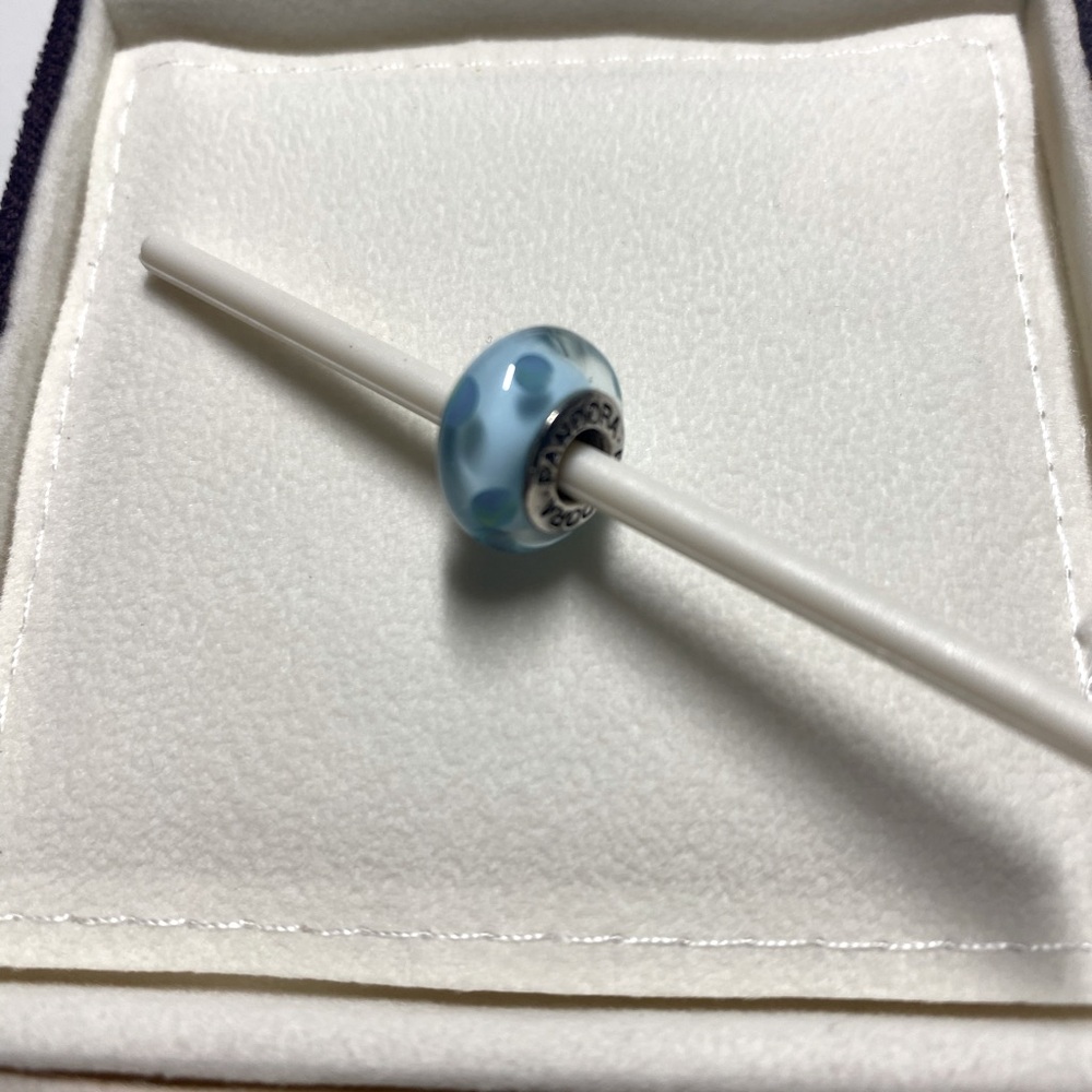 Pandora Teal Polka Dot Morano & Silver Glass Bead - retired.